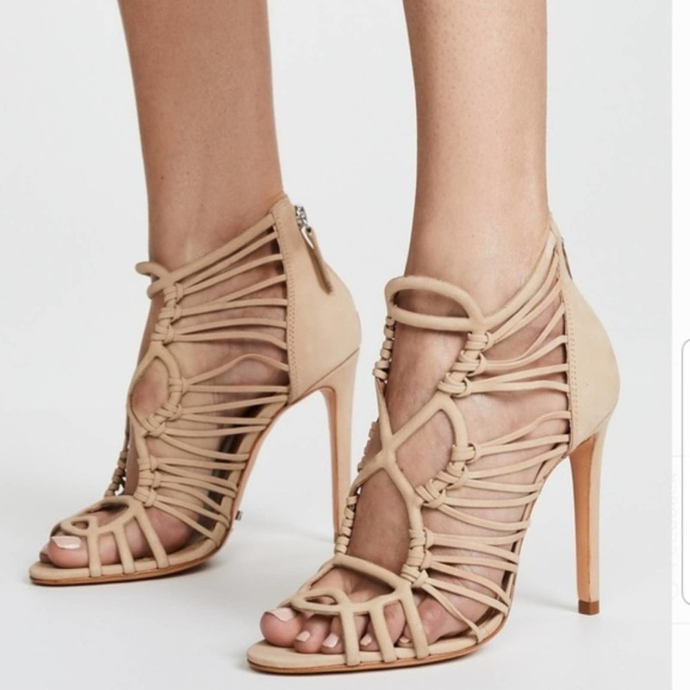 Schutz Leather Suede Naama Heels 9.5B Natural